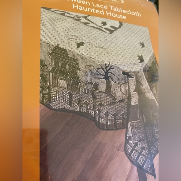 Holiday Home Halloween Lace Tablecloth Haunted House Design 60" X 84" - Picture 14 of 14